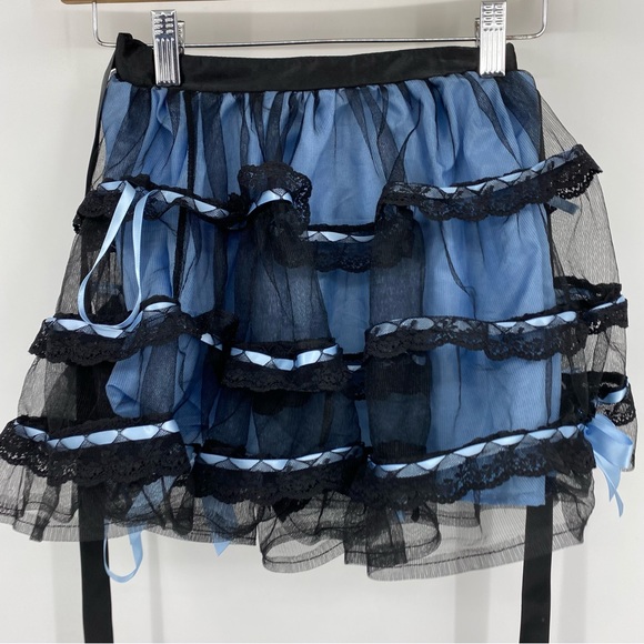Dolls Kill Widow Clair De Lune Satin & Lace Mini Skirt XXS - Picture 2 of 10